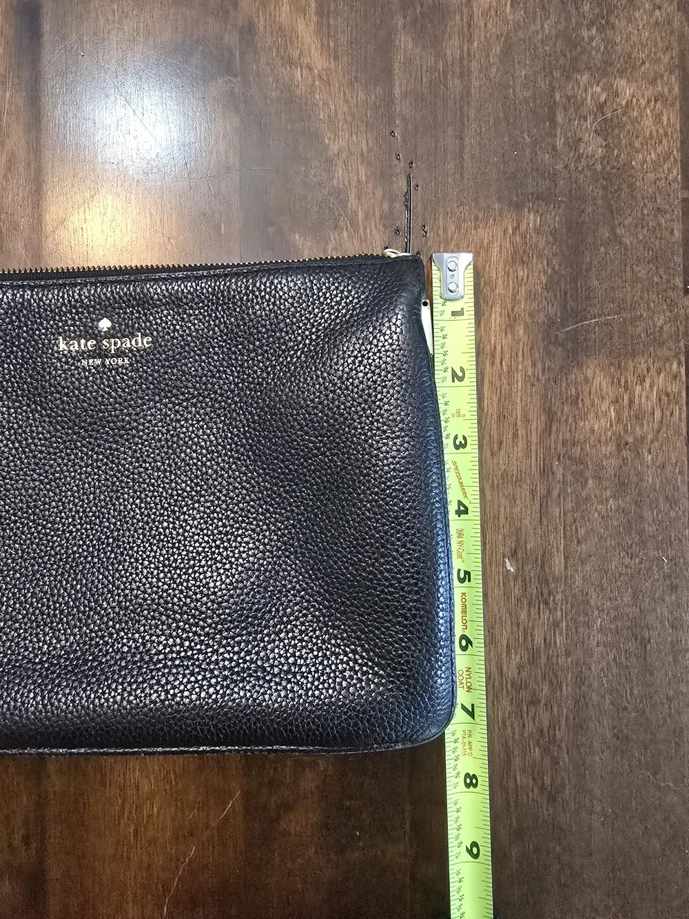 Kate Spade Black Leather Cluch With Gold Logo